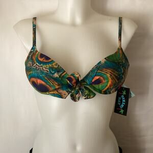 1816 NWT Bikini Bay M/M 72T PPGR  Push-up Top sz14 w/Thick Belted Bottom Size 12